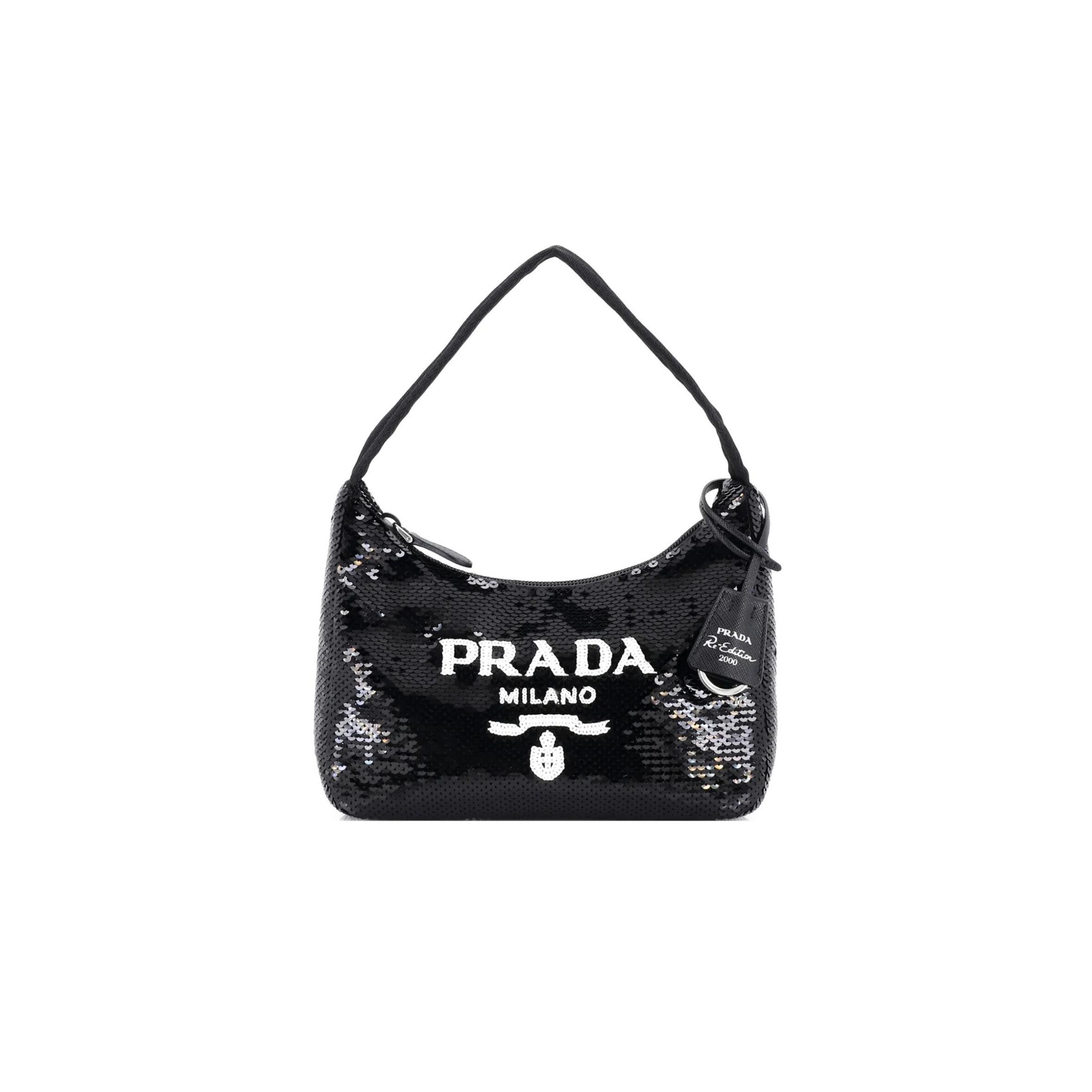 PRADA PRE-OWNED RE-EDITION 2000 SEQUINS MINI HOBO BAG 1NE515 (22*12*6cm) 